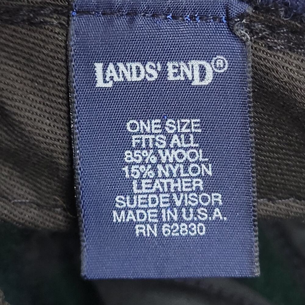 Lands' End Green & Navy Wool Cap with Brown Suede Brim - Picture 6 of 7